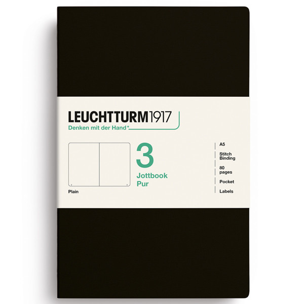 LEUCHTTURM1917 Jottbook Pur Medium A5 Flexcover blanco Black