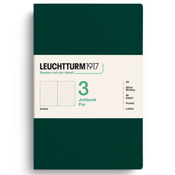 LEUCHTTURM1917 Jottbook Pur Medium A5 Flexcover dotted Forest Green