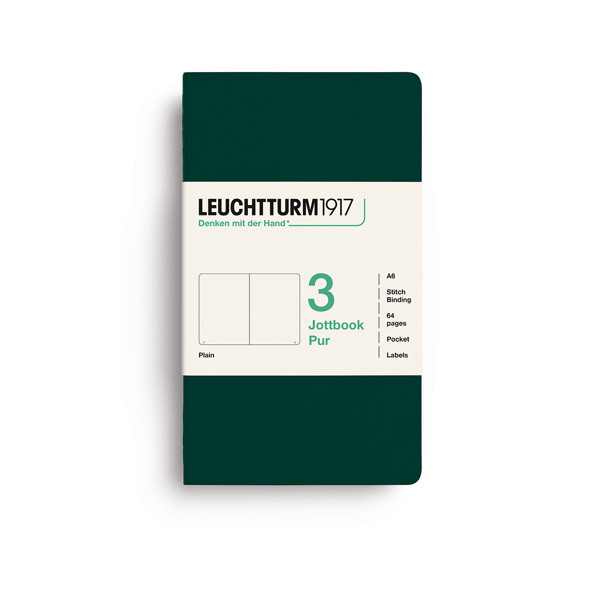 LEUCHTTURM1917 Jottbook Pur Pocket A6 Flexcover blanco Forest Green