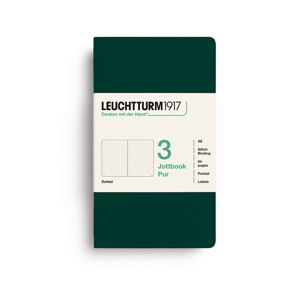 LEUCHTTURM1917 Jottbook Pur Pocket A6 Flexcover dotted Forest Green