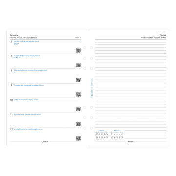 Filofax A5 calendarium  7 dagen op 1 pagina + notitieruimte