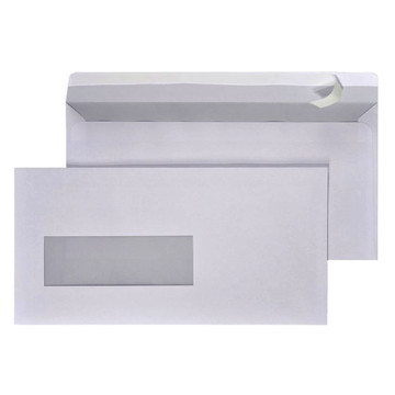 envelop Quantore 110x220mm venster 4x10cm links 500stuks 80gr wit zelfklevend