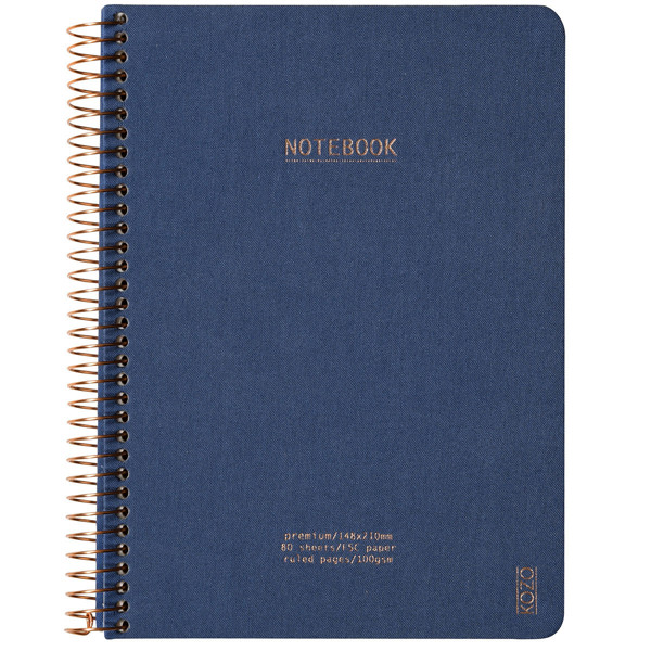 notitieboek Kozo A5 Premium Black spiraal gelijnd