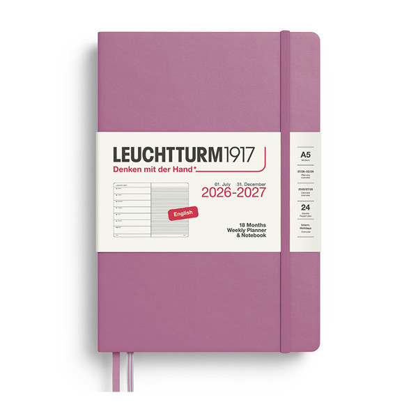 Leuchtturm1917 agenda A5 Medium Weekly Planner & Notebook 18mnd  Dusty Rose