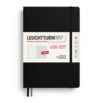 Leuchtturm1917 agenda A5 Medium Weekly Planner & Notebook 18mnd  Black