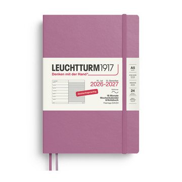 Leuchtturm1917 agenda A5 Medium Weekly Planner & Notebook 18mnd Softcover Dusty Rose