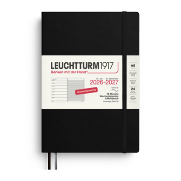 Leuchtturm1917 agenda A5 Medium Weekly Planner & Notebook 18mnd Softcover Black