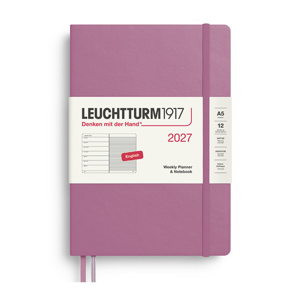Leuchtturm1917 agenda A5 Medium Weekly Planner & Notebook  Dusty Rose