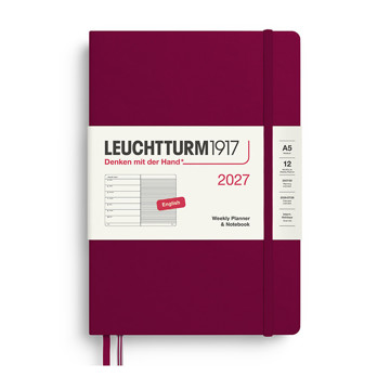 Leuchtturm1917 agenda A5 Medium Weekly Planner & Notebook  Port Red