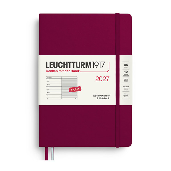 Leuchtturm1917 agenda A5 Medium Weekly Planner & Notebook  Port Red