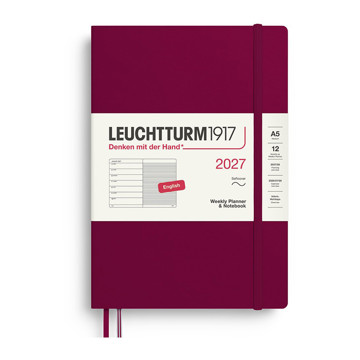 Leuchtturm1917 agenda A5 Medium Weekly Planner & Notebook Softcover Red Port