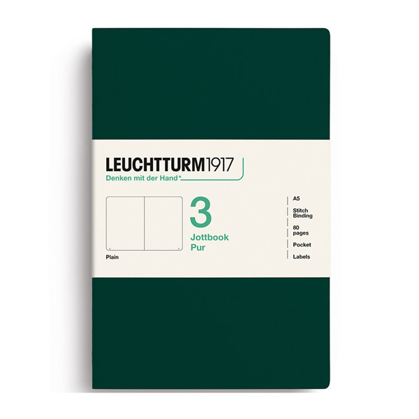 LEUCHTTURM1917 Jottbook Pur Medium A5 Flexcover blanco Forest Green
