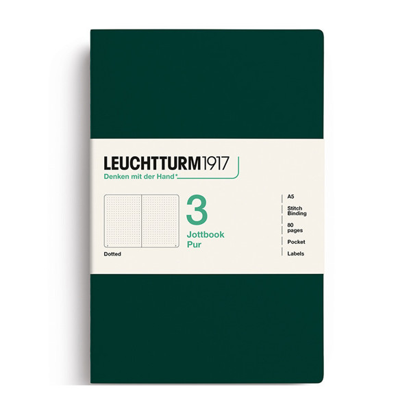 LEUCHTTURM1917 Jottbook Pur Medium A5 Flexcover dotted Forest Green