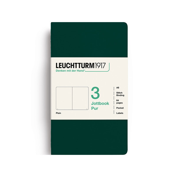 LEUCHTTURM1917 Jottbook Pur Pocket A6 Flexcover blanco Forest Green