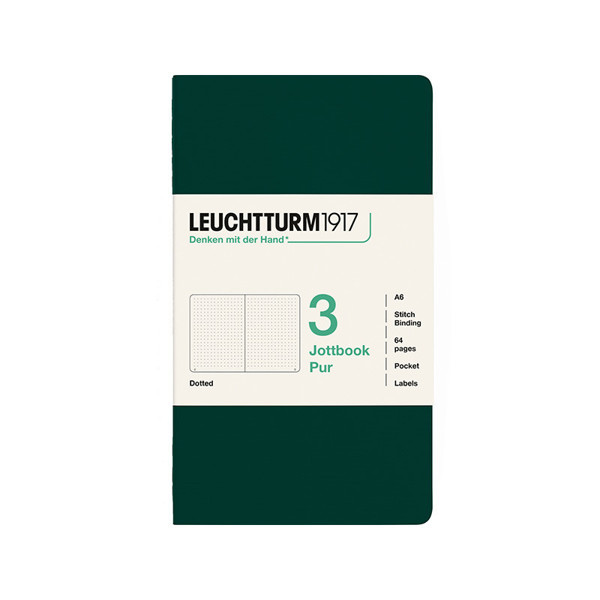 LEUCHTTURM1917 Jottbook Pur Pocket A6 Flexcover dotted Forest Green