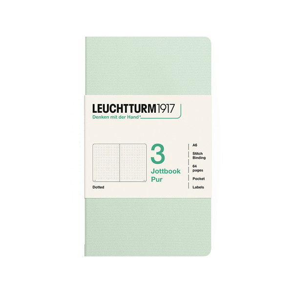 LEUCHTTURM1917 Jottbook Pur Pocket A6 Flexcover dotted Mint Green
