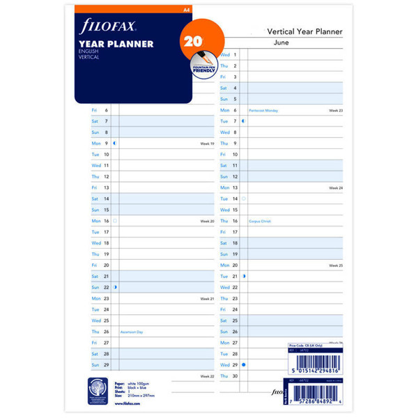 Afbeelding van Filofax A4 jaarplanner verticaal 2027