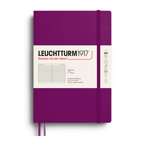 Leuchtturm1917 Medium A5 Softcover notitieboek Burgundy gelijnd