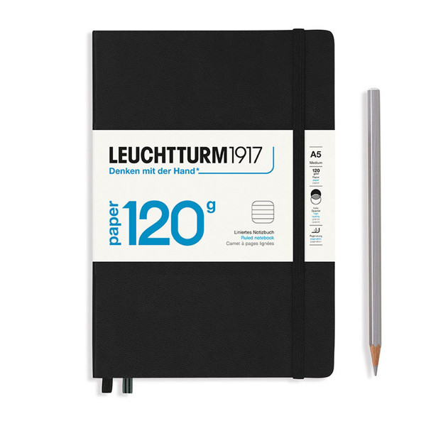 LEUCHTTURM1917 Medium A5 notitieboek 120g Black gelijnd