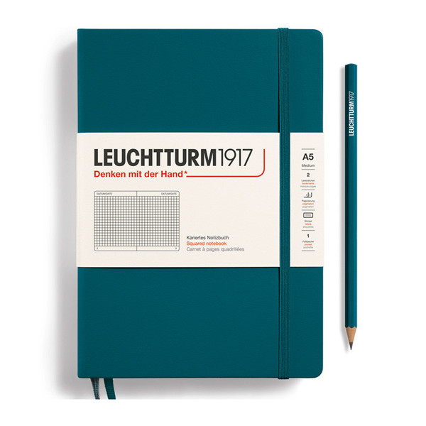 LEUCHTTURM1917 Medium A5 notitieboek Pacific Green geruit