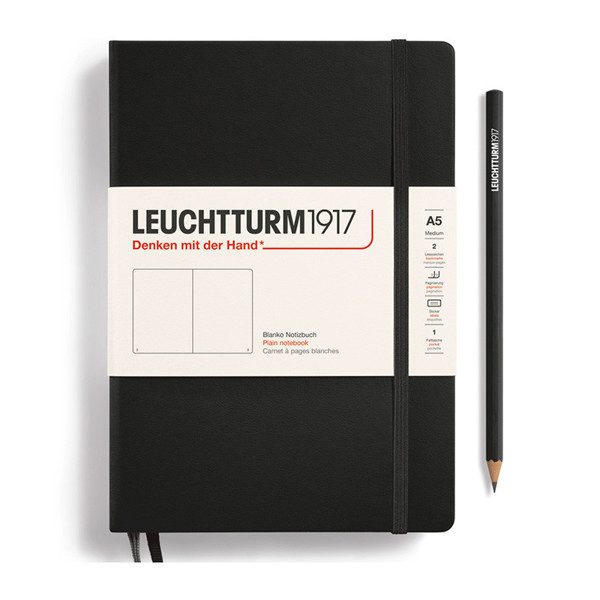 LEUCHTTURM1917 Medium A5 notitieboek Black blanco