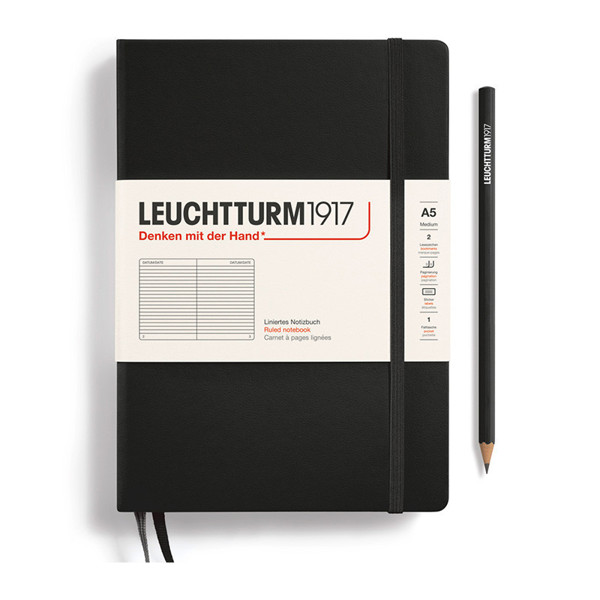 LEUCHTTURM1917 Medium A5 notitieboek Black gelijnd