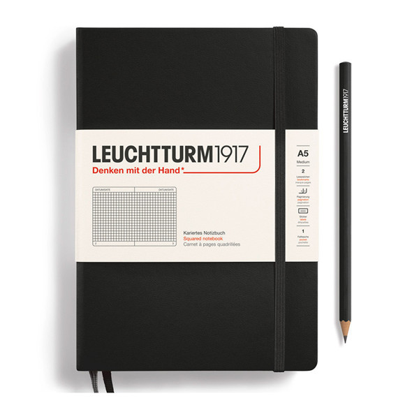 LEUCHTTURM1917 Medium A5 notitieboek Black geruit