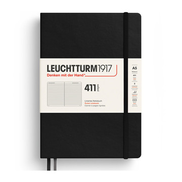 LEUCHTTURM1917 Medium A5 notitieboek 411pages Black gelijnd