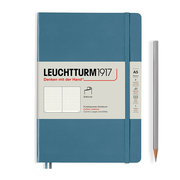 LEUCHTTURM1917 Medium A5 Softcover notitieboek Stone Blue dotted