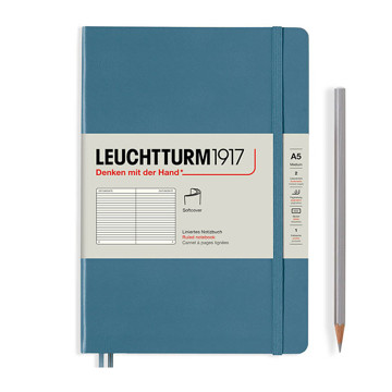 LEUCHTTURM1917 Medium A5 Softcover notitieboek Stone Blue gelijnd
