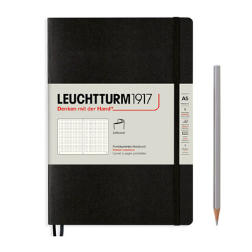 LEUCHTTURM1917 Medium A5 Softcover notitieboek Black dotted