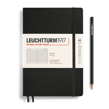 LEUCHTTURM1917 Medium A5 Softcover notitieboek Black gelijnd