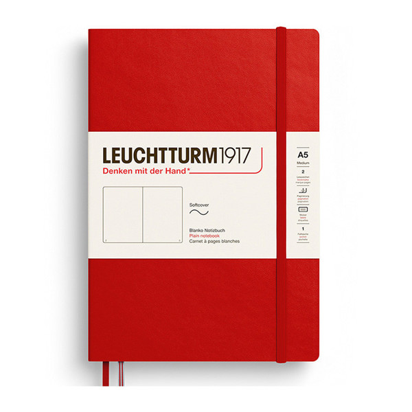 LEUCHTTURM1917 Medium A5 Softcover notitieboek Cherry blanco