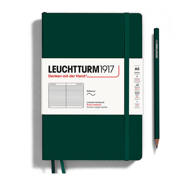 LEUCHTTURM1917 Medium A5 Softcover notitieboek Forest Green gelijnd