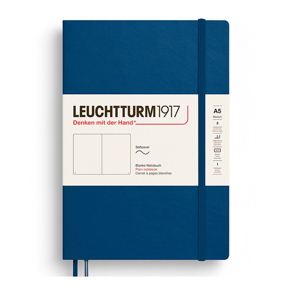 LEUCHTTURM1917 Medium A5 Softcover notitieboek Indigo blanco