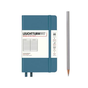 LEUCHTTURM1917 Pocket A6 notitieboek Stone Blue gelijnd