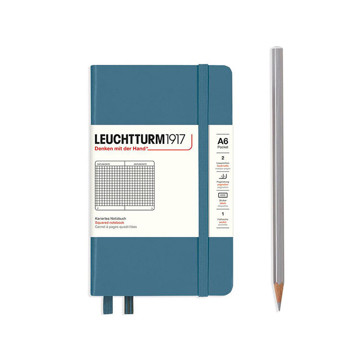 LEUCHTTURM1917 Pocket A6 notitieboek Stone Blue geruit