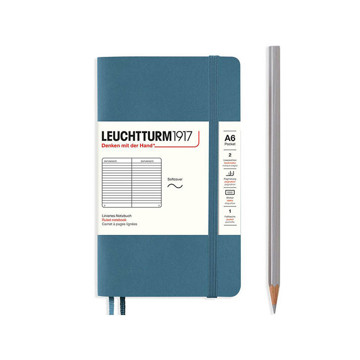 LEUCHTTURM1917 Pocket A6 Softcover notitieboek Stone Blue gelijnd